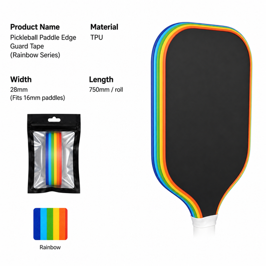 Rainbow Pickleball Paddle Efge Guard Tape 28mm for 16mm paddles