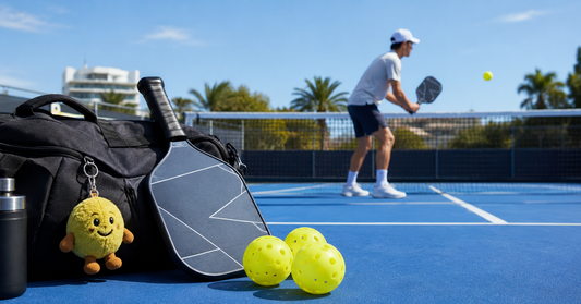 Beginner pickleball gear on an Australian hard court