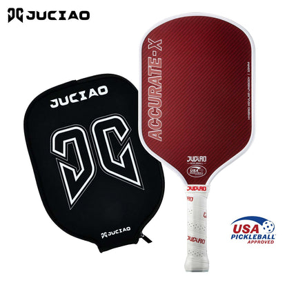 Juciao Accurate X pickleball paddle in Red with paddle cover