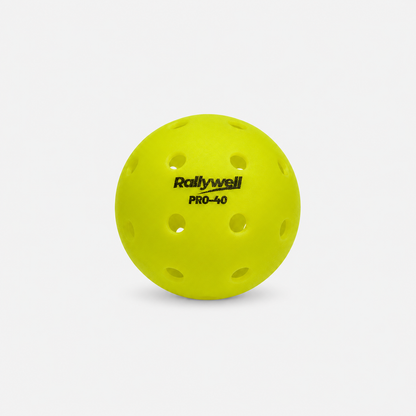 RallyWell 40-hole rotomoulded outdoor pickleball balls in yellow-green