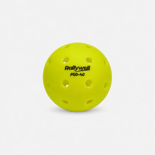 RallyWell 40-hole rotomoulded outdoor pickleball balls in yellow-green