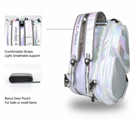 Jonah pickleball backpack with comfortable breathable straps and bonus gear pouch