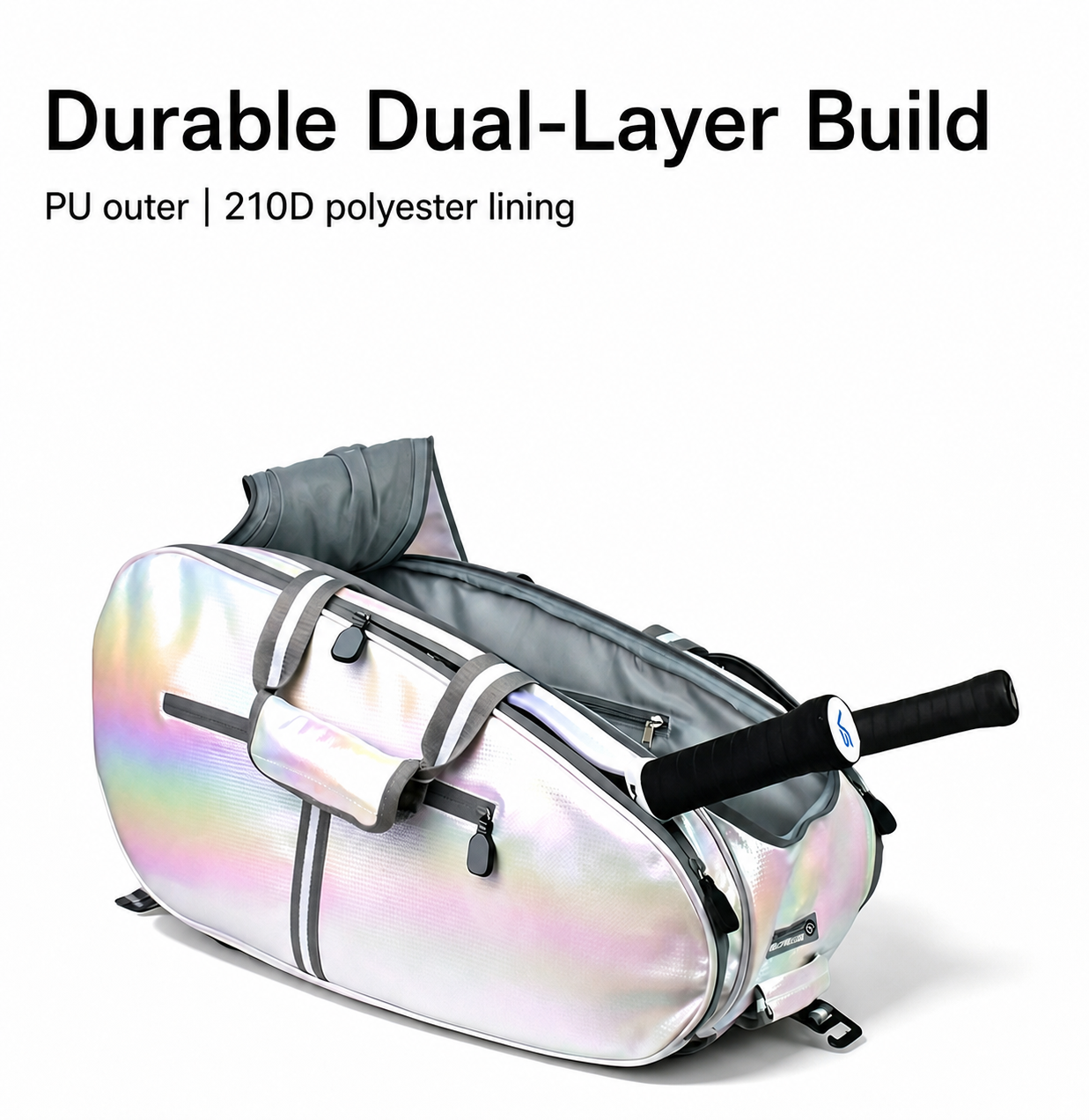 Jonah pickleball backpack showing durable dual-layer build with PU outer and 210D polyester lining