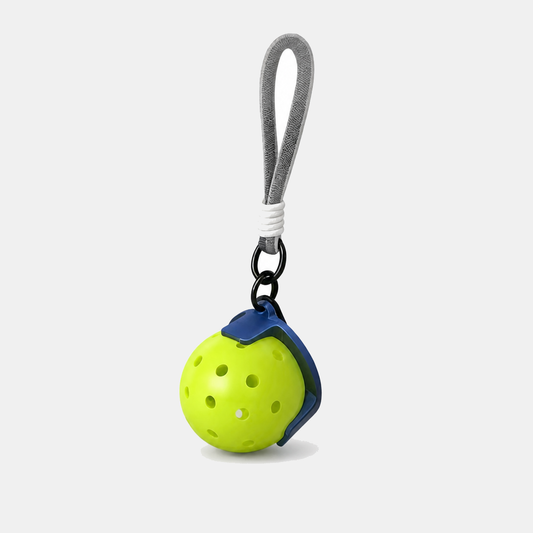 RallyWell Gradient Purple pickleball ball holder keychain with included ball on white background