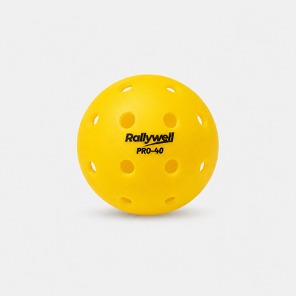 RallyWell 40-hole rotomoulded outdoor pickleball balls in yellow