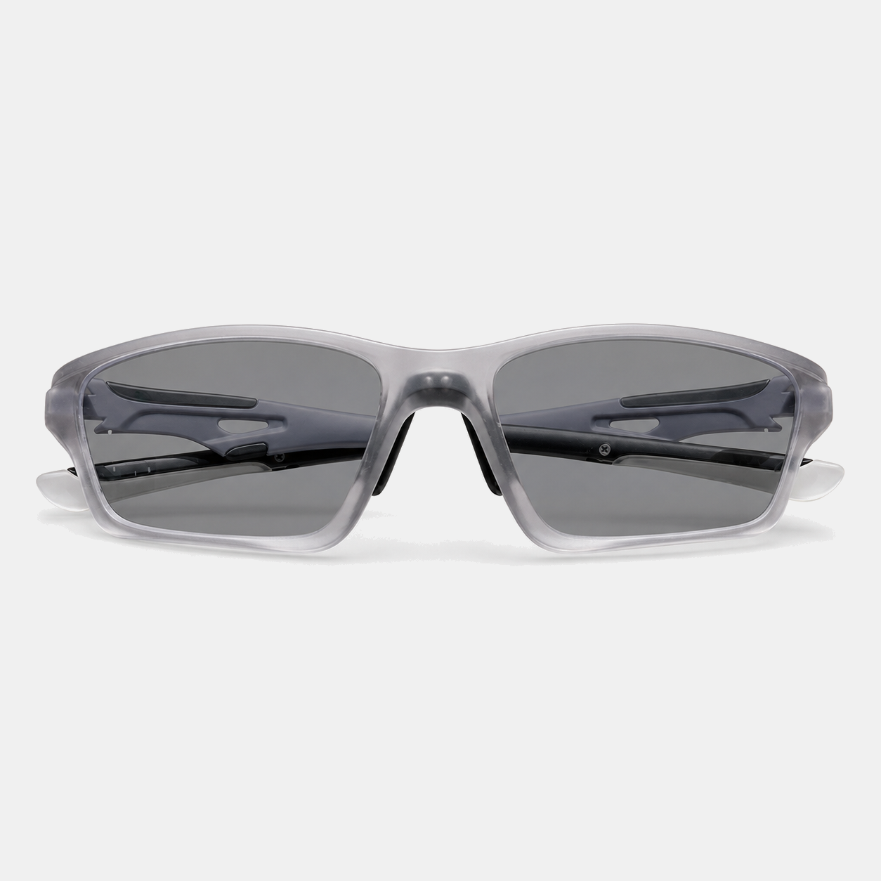 RallyWell grey photochromic sports glasses on white background