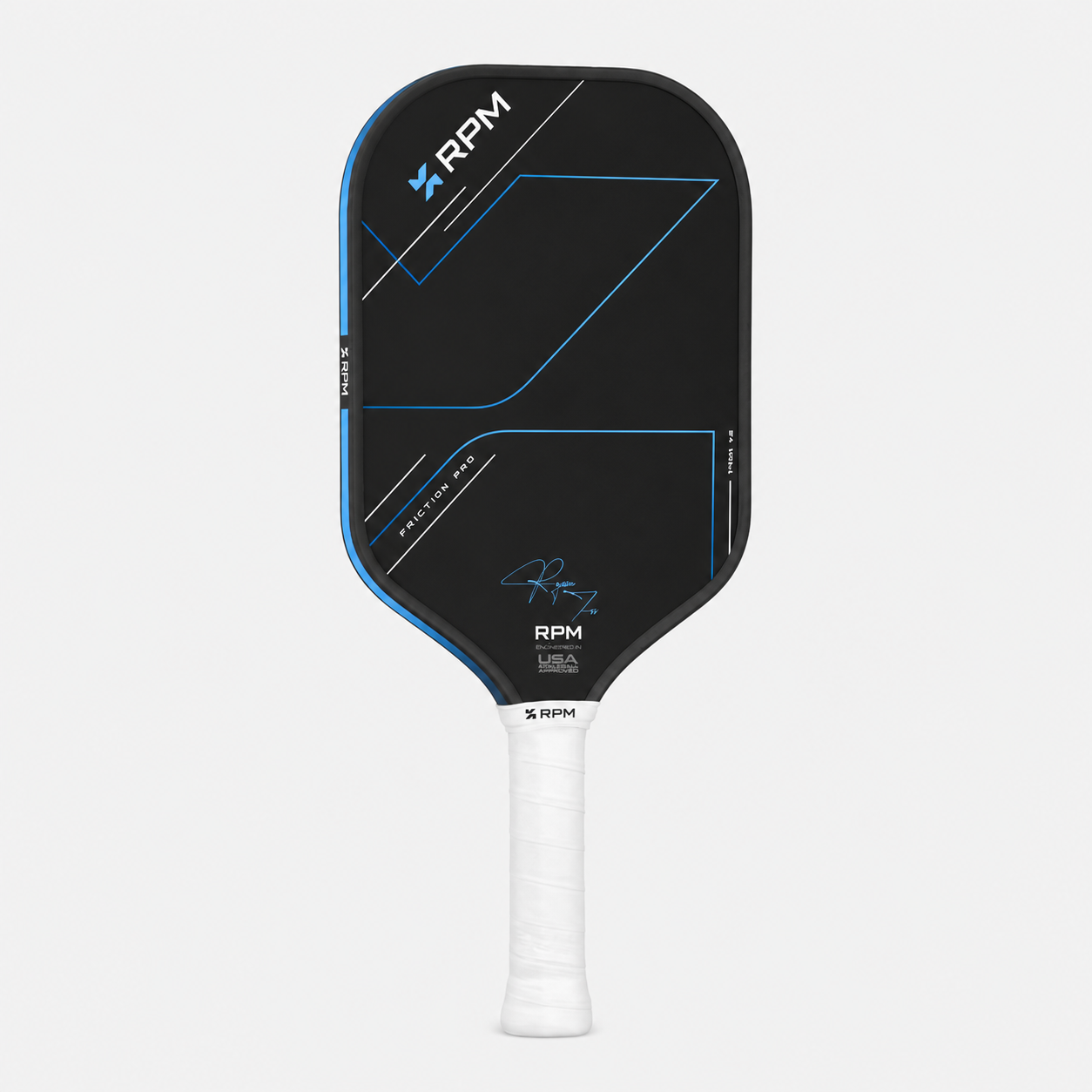 RPM Friction Pro V2 14mm Elongated Ryan Fu pickleball paddle with USAP approved mark